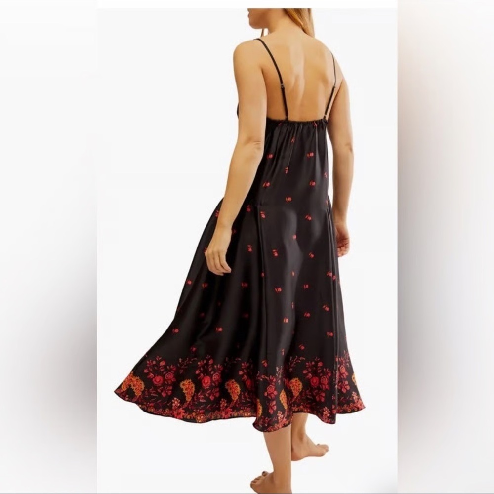 Free People On My Own Floral Satin Slip Dress - Picture 3 of 5